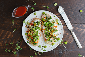 Edamame and Hot Sauce Toast