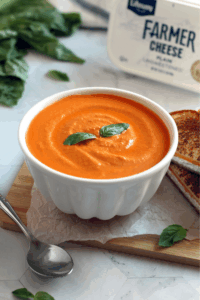 3-Ingredient Tomato Soup with Farmer Cheese