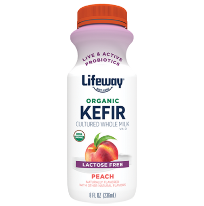 Organic Whole Milk Peach Kefir - 8 ounce - Lactose-Free