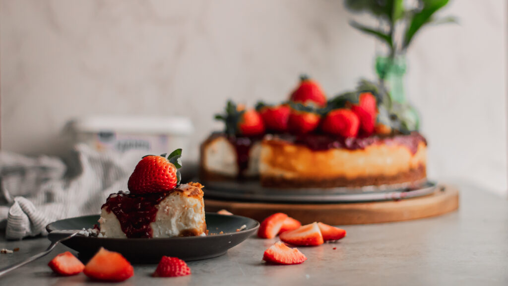 Air-Fried Strawberry Cheesecake made with Lifeway Farmer Cheese