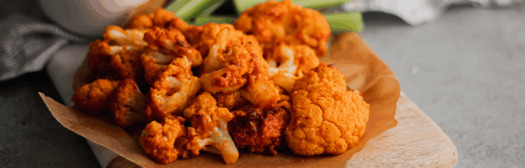 Air Fryer Buffalo Cauliflower Bites with Farmer Cheese Dip