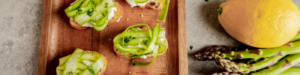 Asparagus Ribbon Crostini with Farmer Cheese made with Lifeway Farmer Cheese