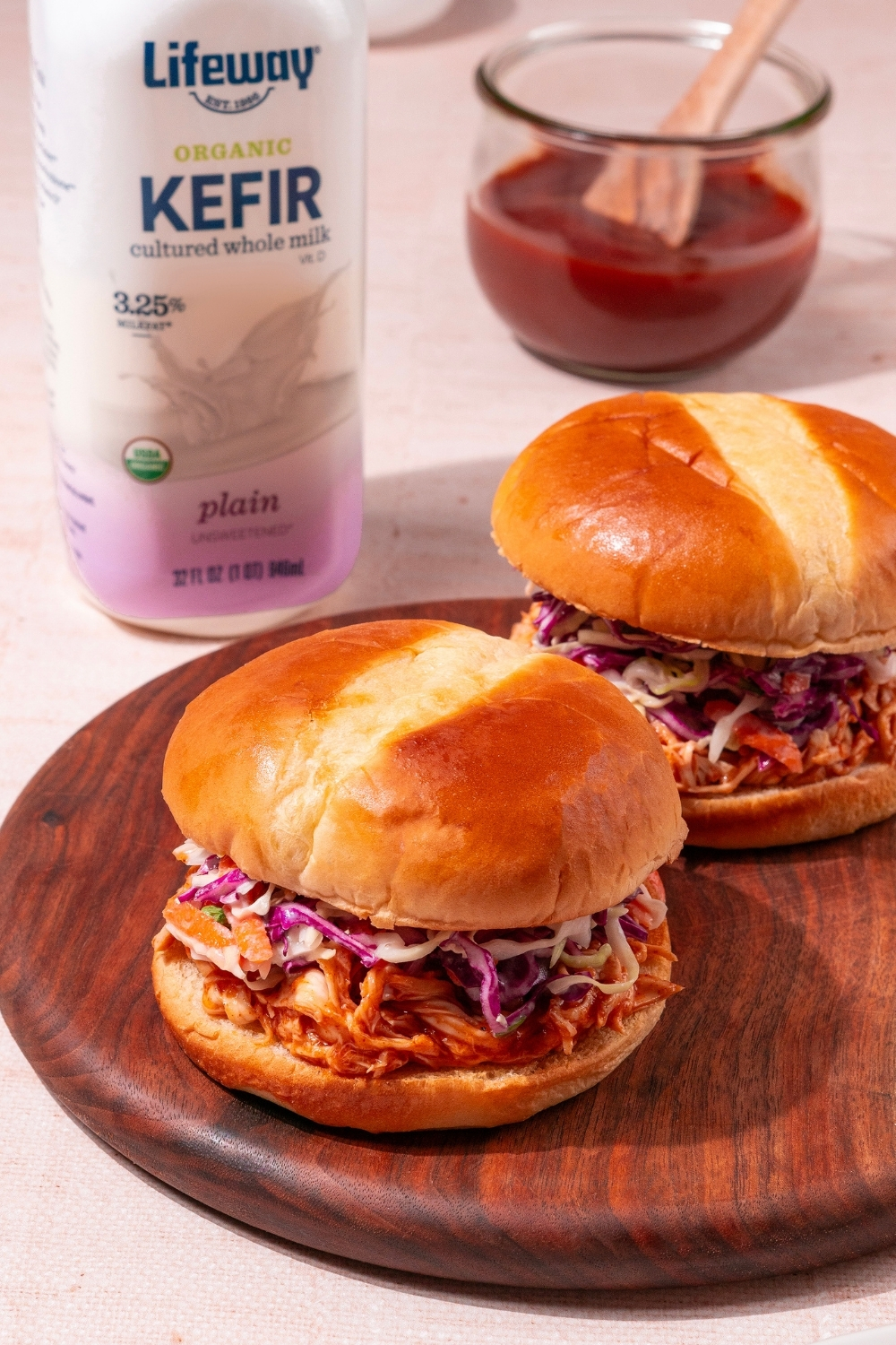 BBQ Chicken Sandwiches with Kefir Coleslaw made with Lifeway