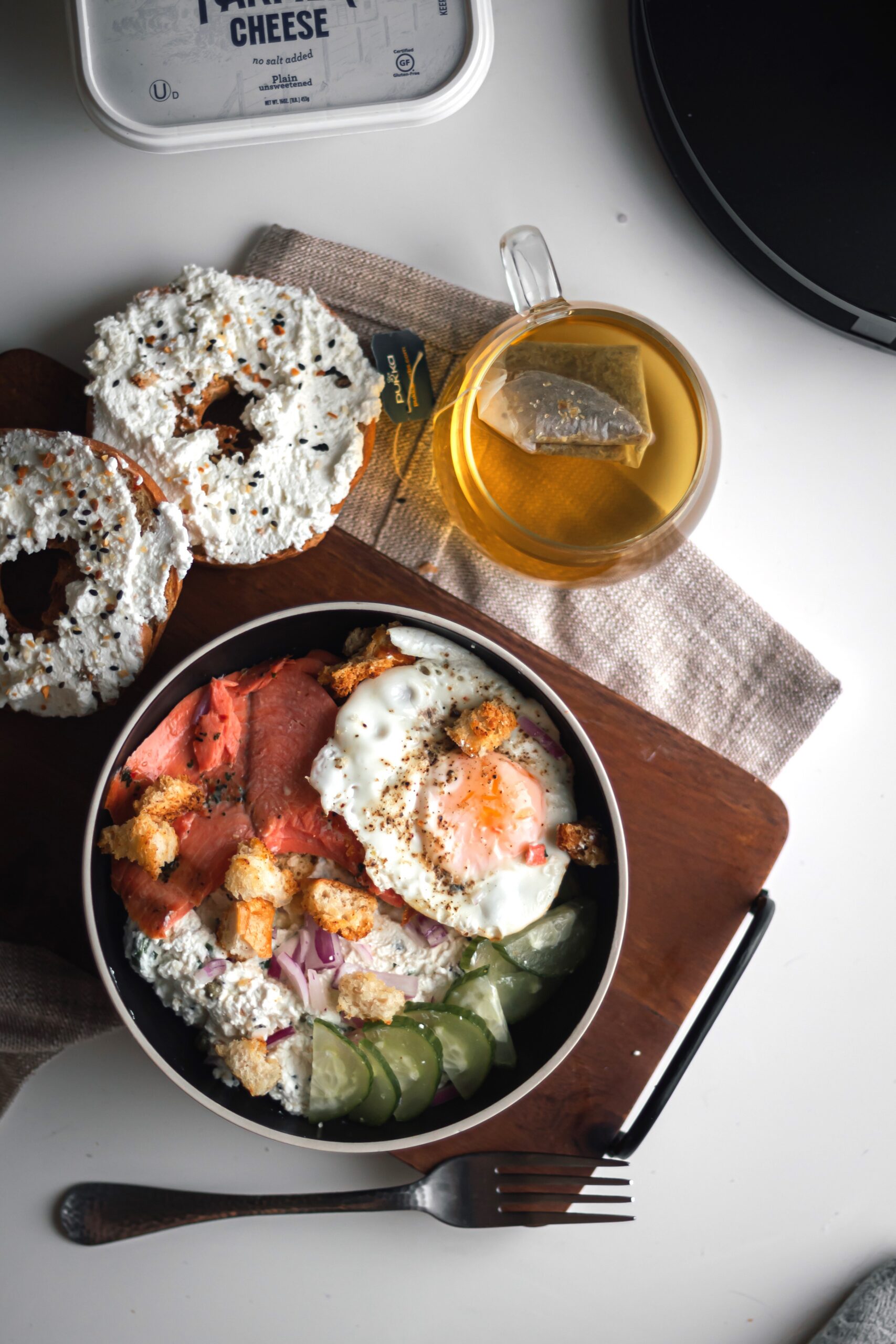 Bagel and Lox Protein Bowl made with Lifeway Farmer Cheese