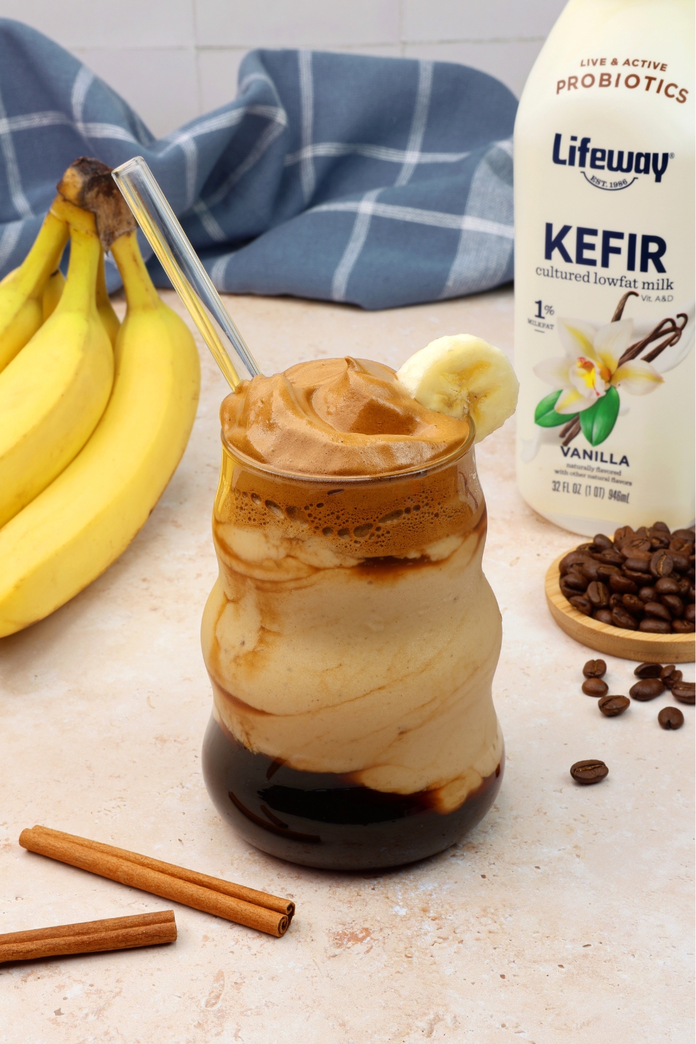 Banana Bread Latte Smoothie made with Lifeway Kefir