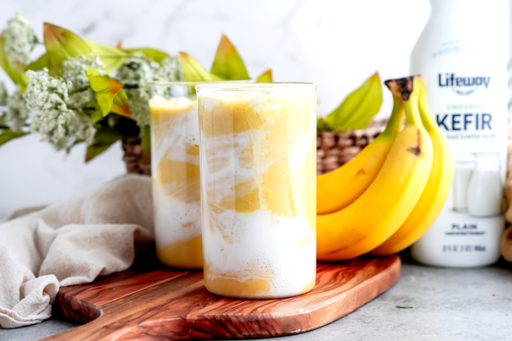 Probiotic Banana Smoothie made with Lowfat Plain Lifeway Kefir