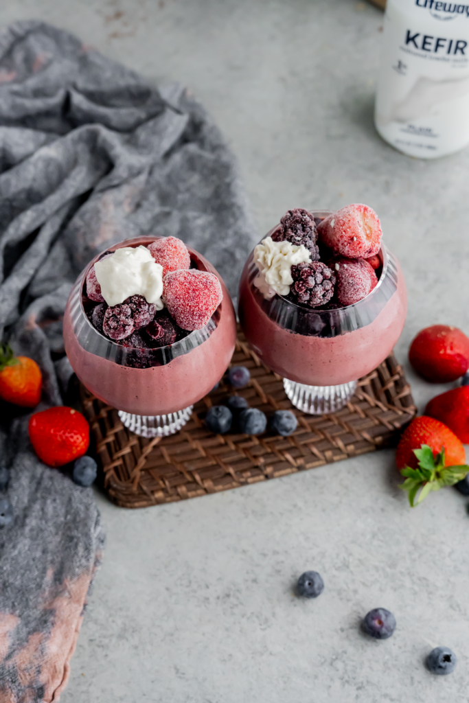 Berry Green Kefir Smoothie made with Lifeway Kefir