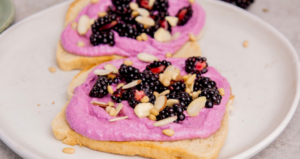 Blackberry Almond Toast made with Lifeway Farmer Cheese