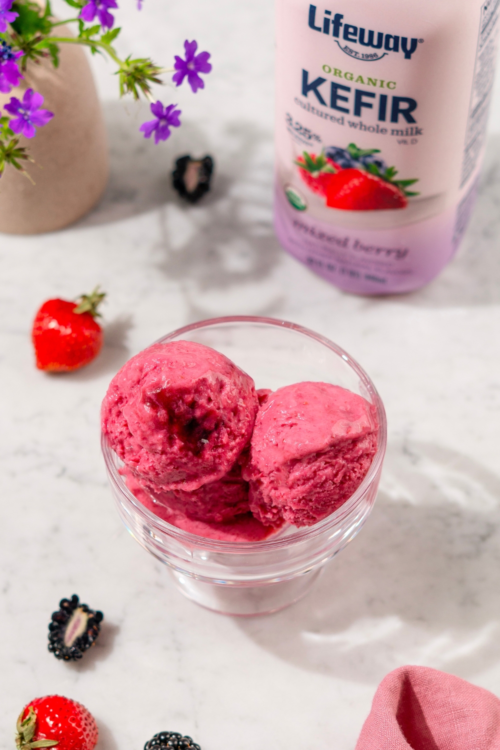 Blackberry Frozen Kefir made with Lifeway Kefir