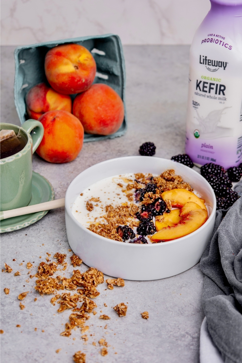 Blackberry Peach Kefir Bowl made with Lifeway Kefir
