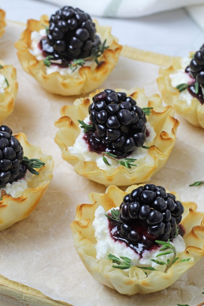 Blackberry Thyme Farmer Cheese Phyllo Cups 