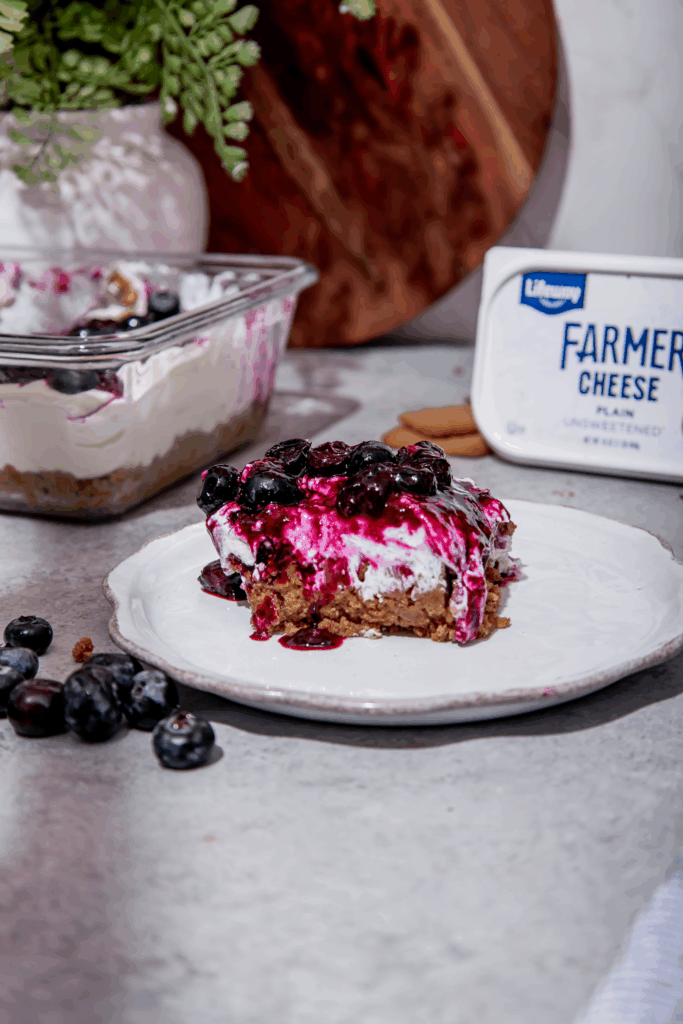 Blueberry Cheesecake Bars made with Lifeway Farmer Cheese