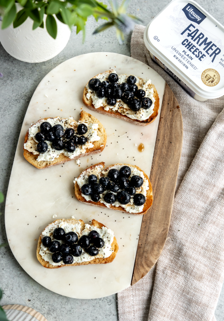 Blueberry Chia Toast made with Lifeway Farmer Cheese