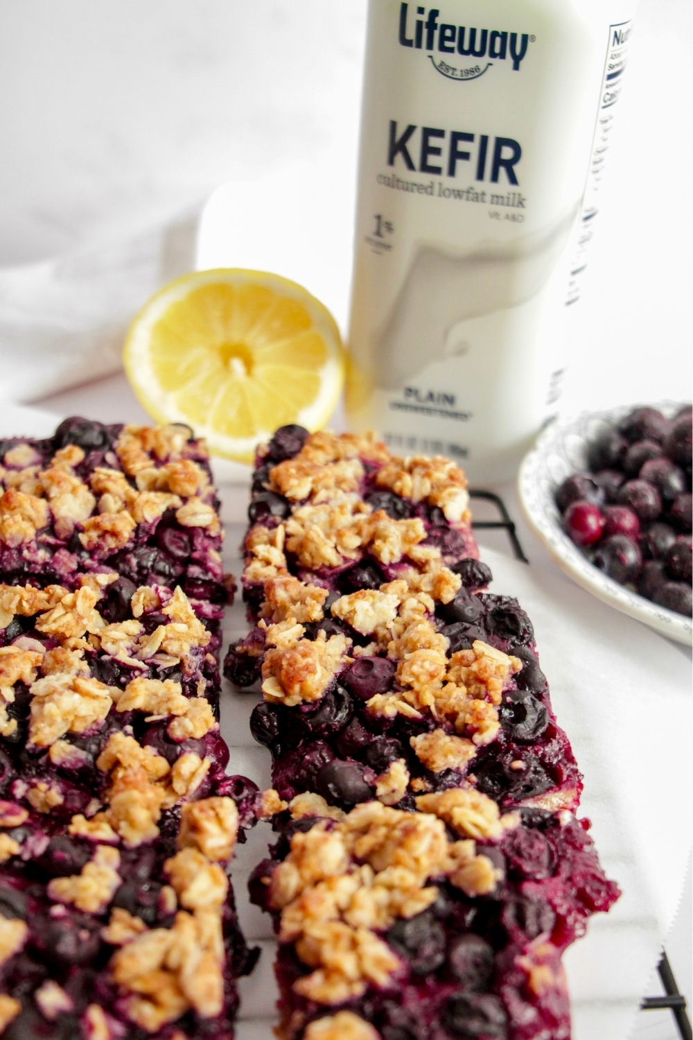 Blueberry Cobbler Kefir Bars made with Lifeway Kefir