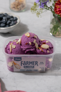 Blueberry Farmer Cheese Ice Cream made with Lifeway Farmer Cheese