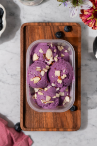 Blueberry Farmer Cheese Ice Cream made with Lifeway Farmer Cheese