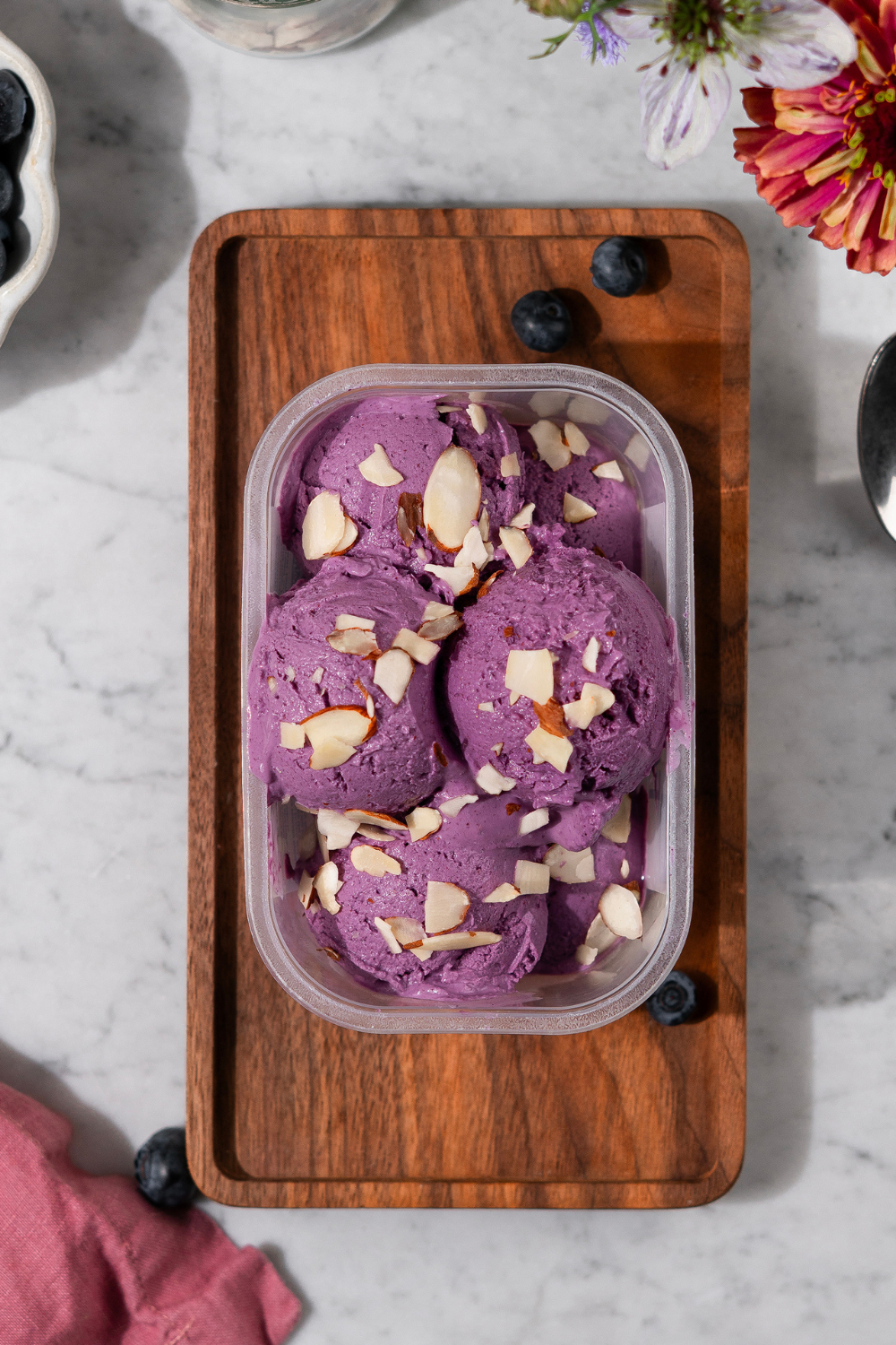 Blueberry Farmer Cheese Ice Cream made with Lifeway Farmer Cheese