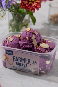 Blueberry Farmer Cheese Ice Cream made with Lifeway Farmer Cheese