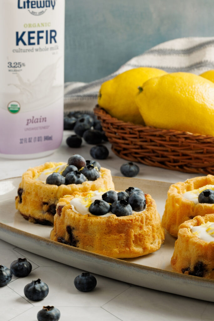 Blueberry Lemon Mini Bundt Cakes made with Lifeway Kefir and Farmer Cheese
