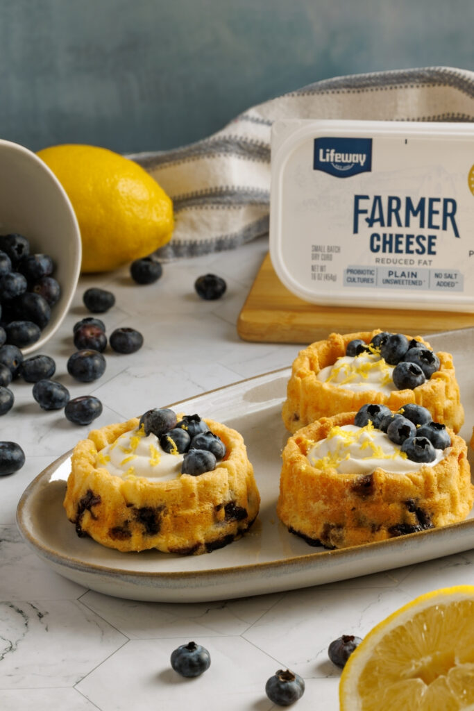 Blueberry Lemon Mini Bundt Cakes made with Lifeway Kefir and Farmer Cheese
