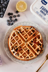 Blueberry Lemon Protein Waffles made with Lifeway Kefir and Farmer Cheese