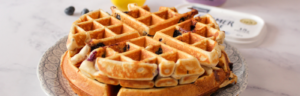 Blueberry Lemon Protein Waffles made with Lifeway Kefir and Farmer Cheese