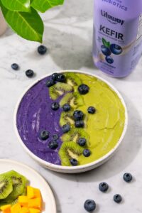Blueberry Matcha Smoothie Bowl made with Lifeway Kefir