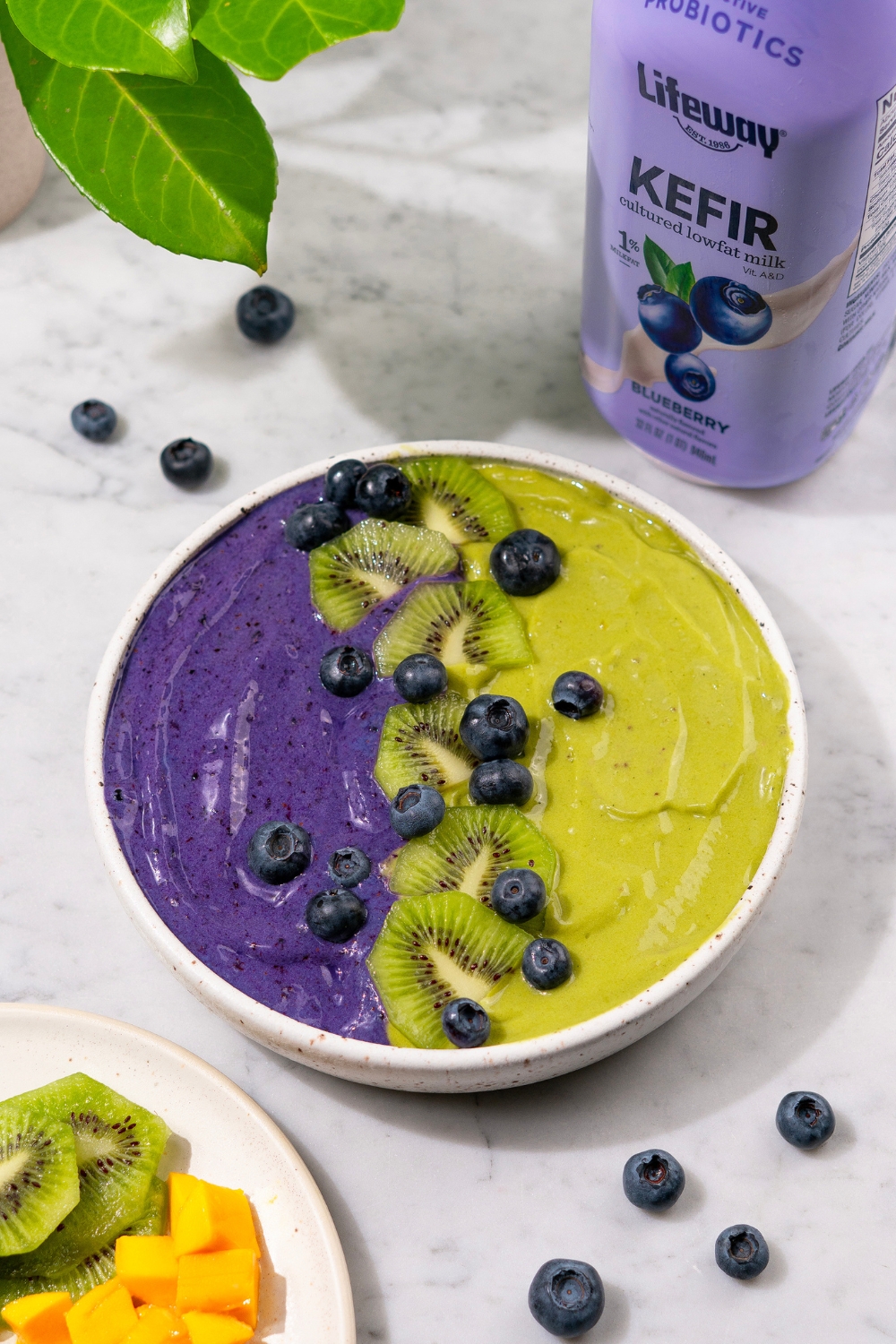 Blueberry Matcha Smoothie Bowl made with Lifeway Kefir