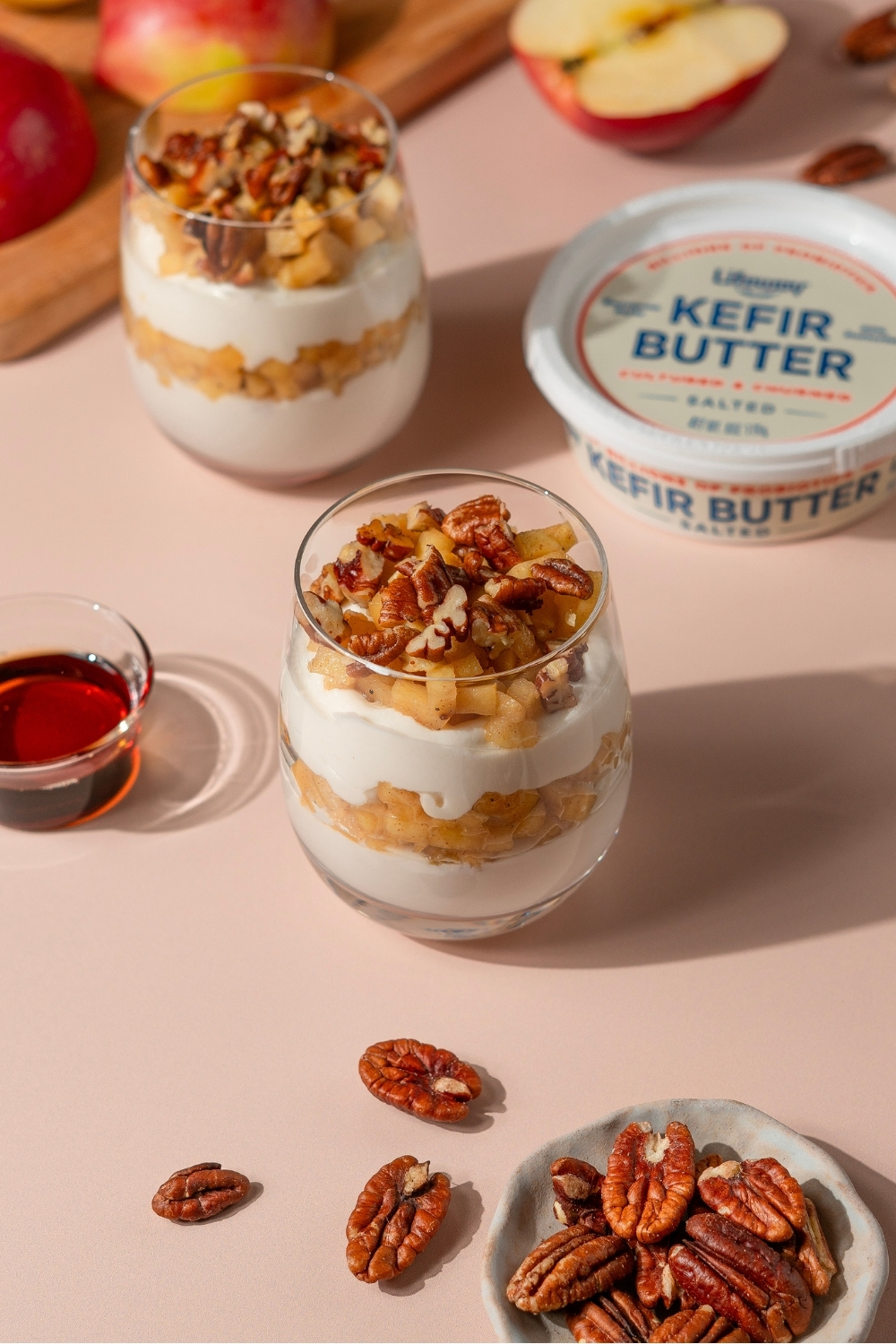 Butter Pecan Apple Parfaits - Made with Lifeway Farmer Cheese and Lifeway Kefir Butter 