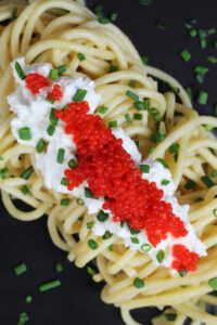 Caviar Pasta with Lifeway Farmer Cheese