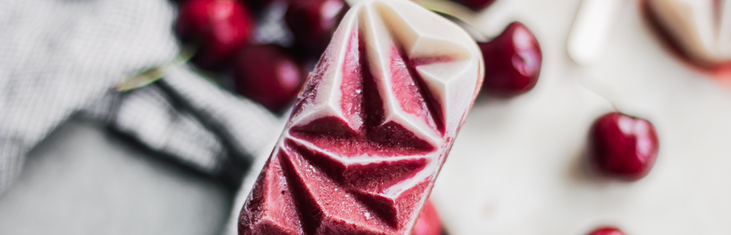 Cherries and 'Cream' Pops