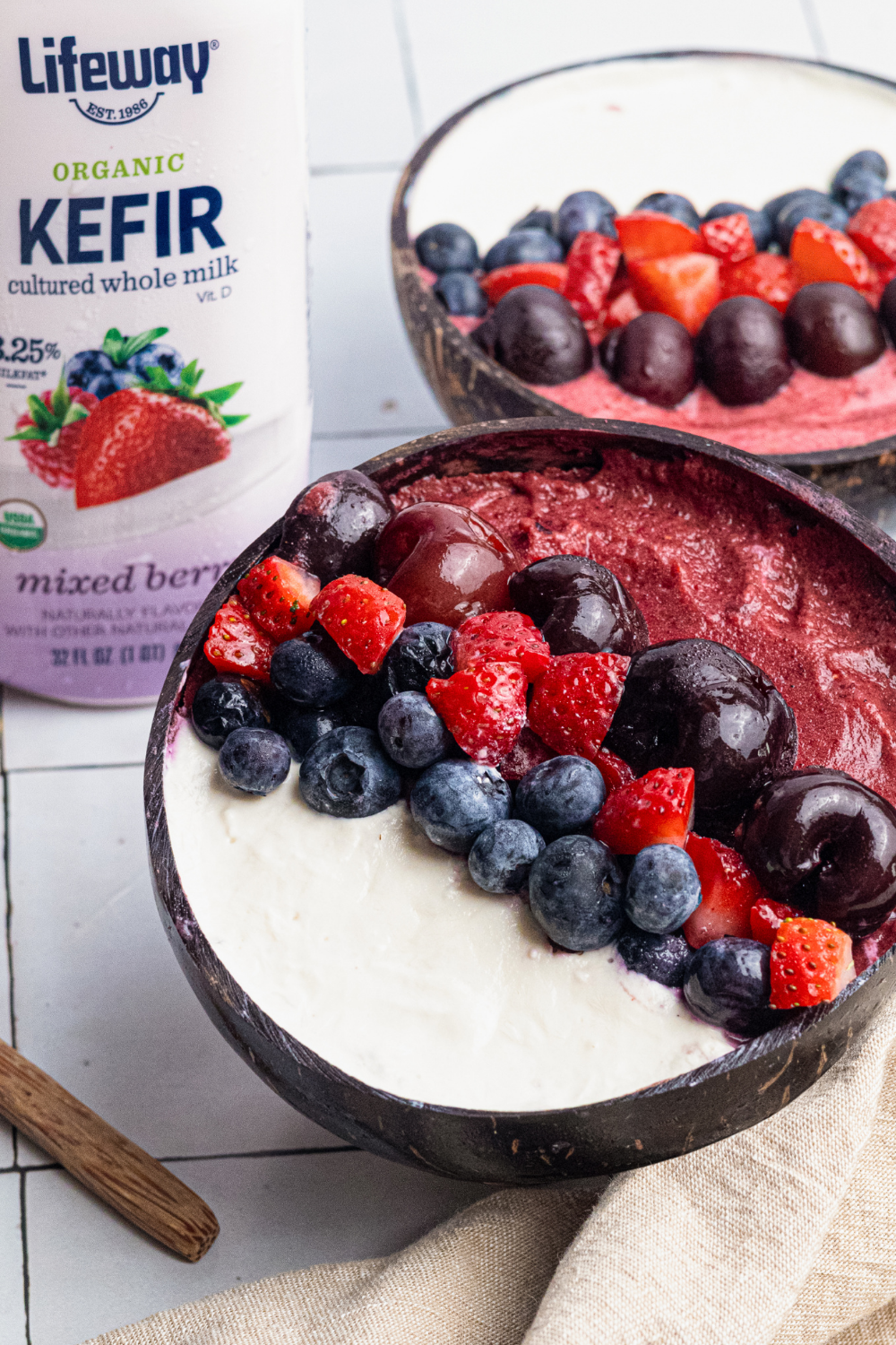 Cherry, Berry, and Cream Smoothie Bowl made with Lifeway