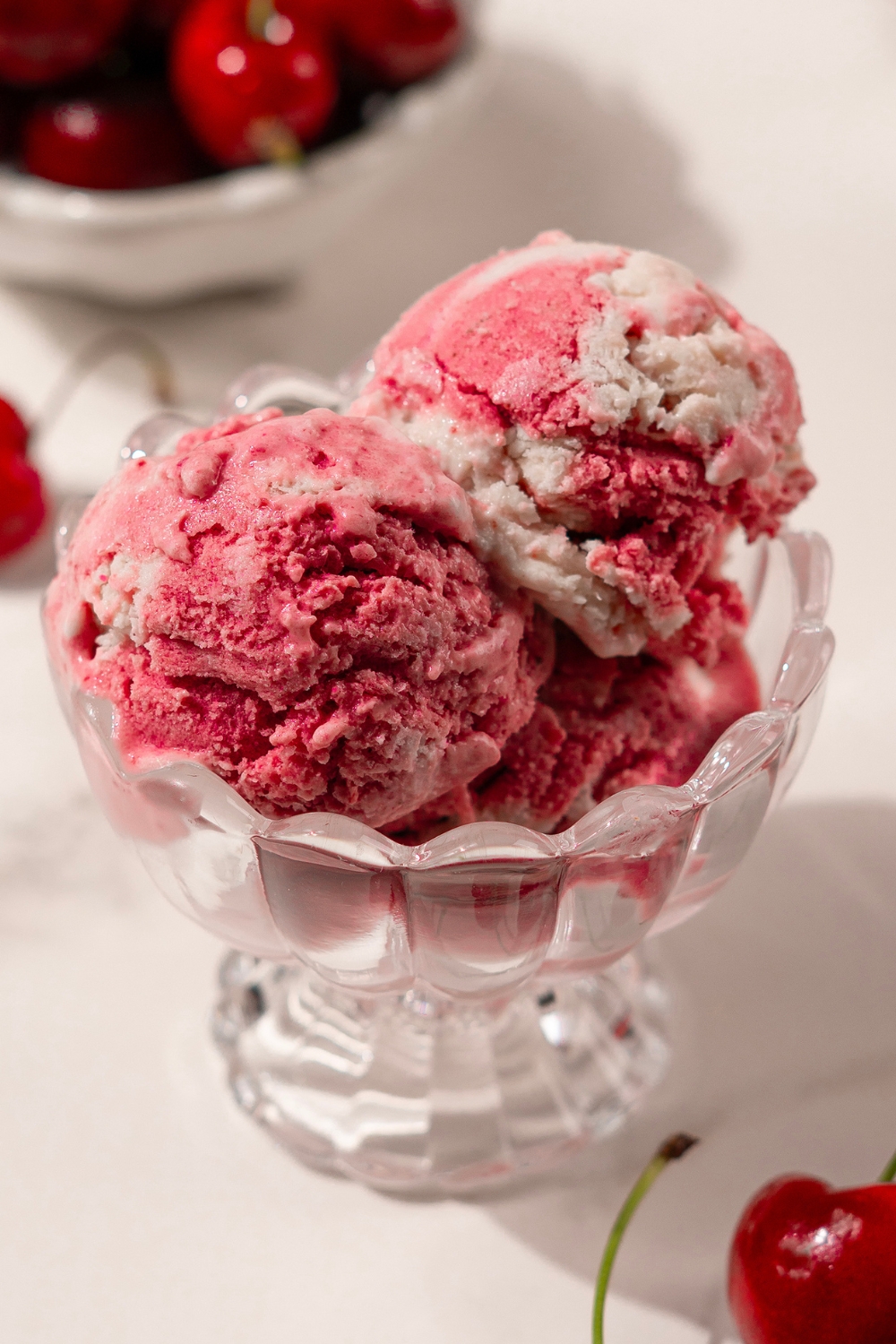 Cherry Pie Ice Cream made with Lifeway Kefir and Farmer Cheese