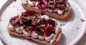 Cherry Pistachio Toast with Lifeway Farmer Cheese
