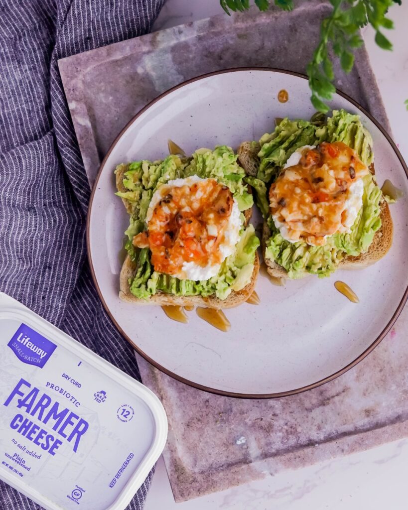 Chili Egg Avocado Toast with Farmer Cheese