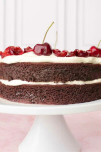 Chocolate Cherry Kefir Layer Cake made with Lifeway Kefir and Farmer Cheese
