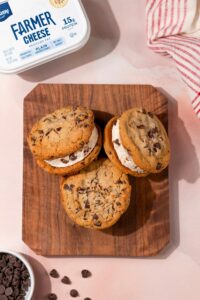 Chocolate Chip Ice Cream Sandwiches made with Lifeway Farmer Cheese