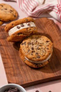Chocolate Chip Ice Cream Sandwiches made with Lifeway Farmer Cheese