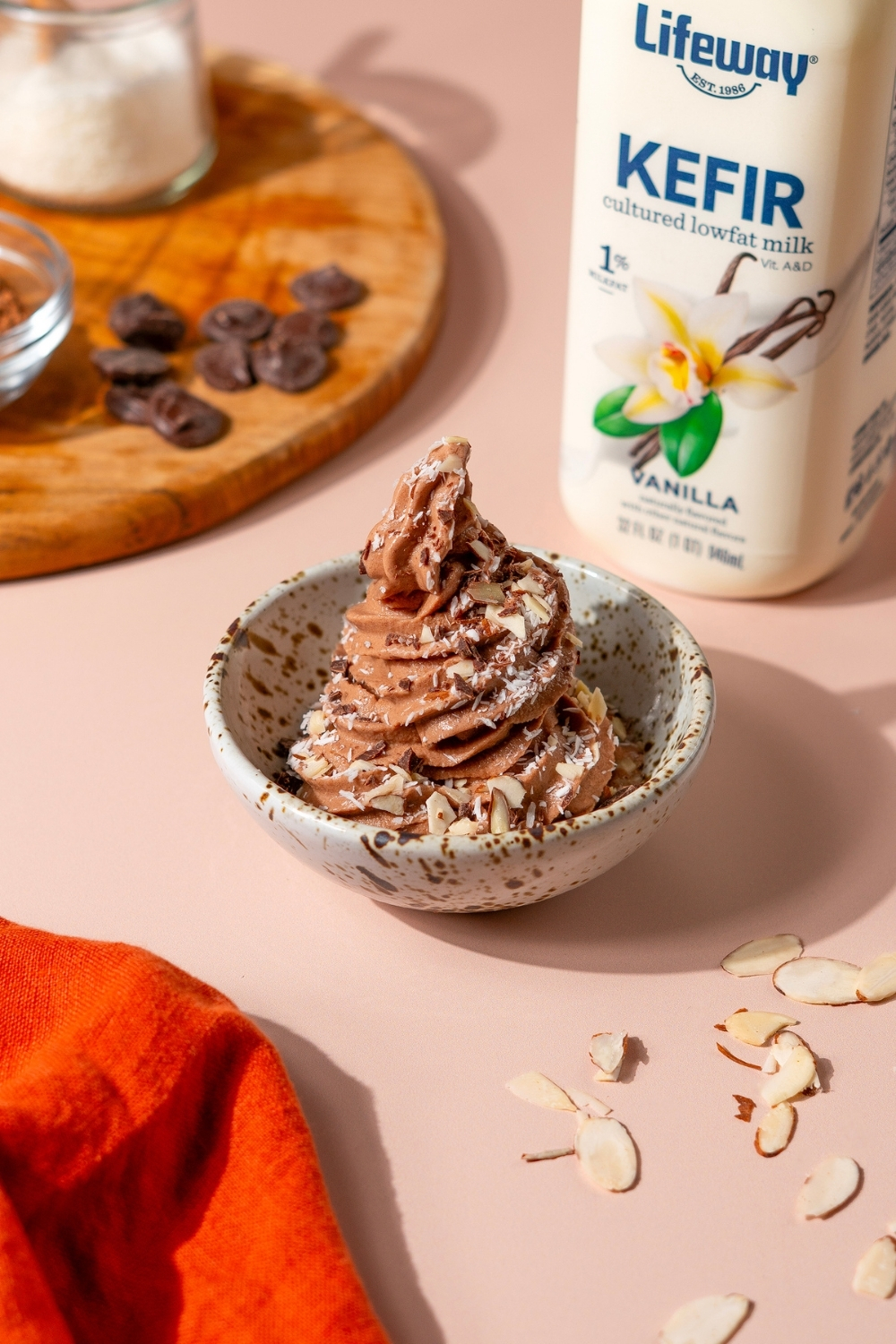 Chocolate Coconut Soft Serve Frozen Kefir Made with Lifeway Vanilla Kefir 