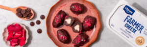 Chocolate Covered Cheesecake Dates made with Lifeway Farmer Cheese