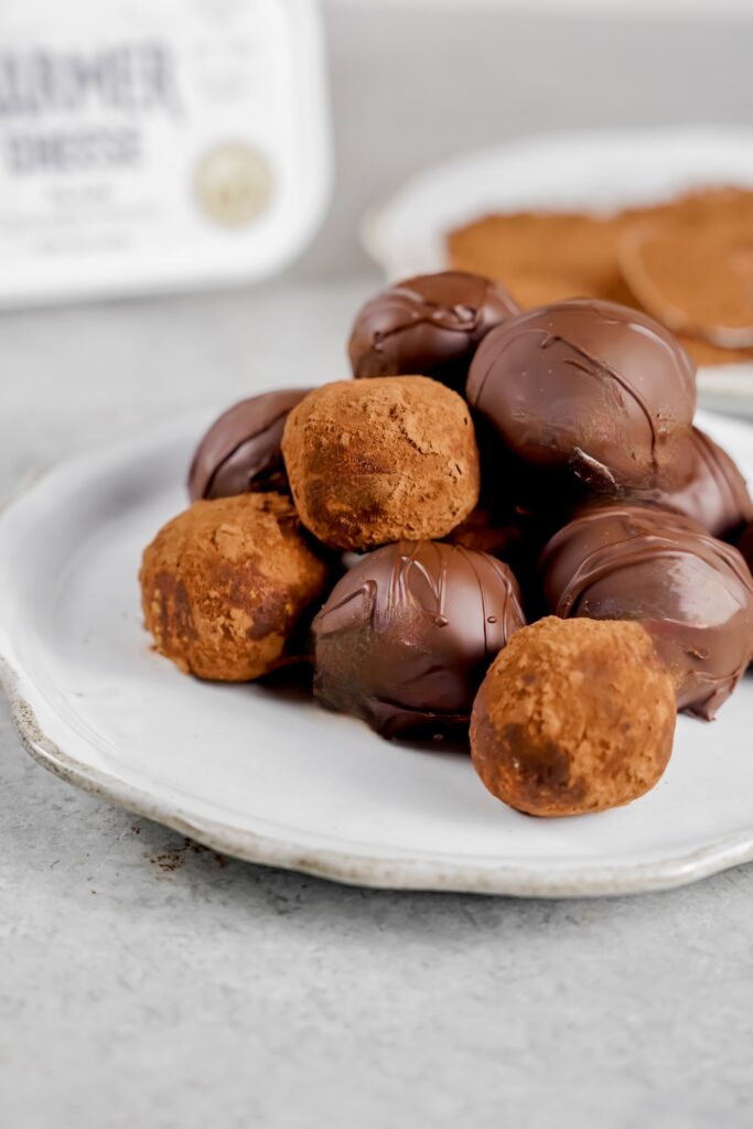 Chocolate Covered Pumpkin Protein Bites made with Lifeway
