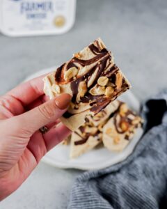 Chocolate Peanut Butter Swirl Protein Bark made with Lifeway Farmer Cheese