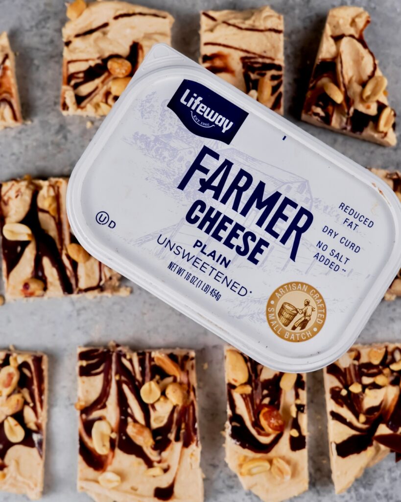Chocolate Peanut Butter Swirl Protein Bark made with Lifeway Farmer Cheese
