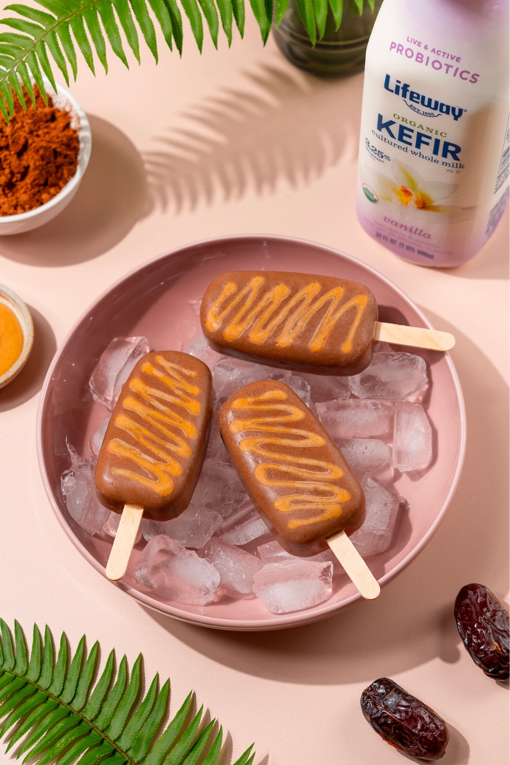 Chocolate Peanut Butter Banana Ice Cream Bars made with Lifeway Kefir