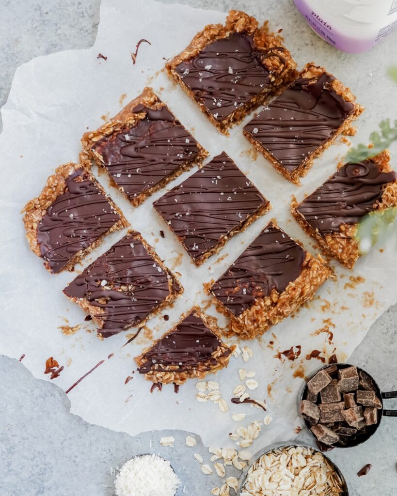 Chocolate Peanut Butter Oat Bars made with Lifeway Kefir