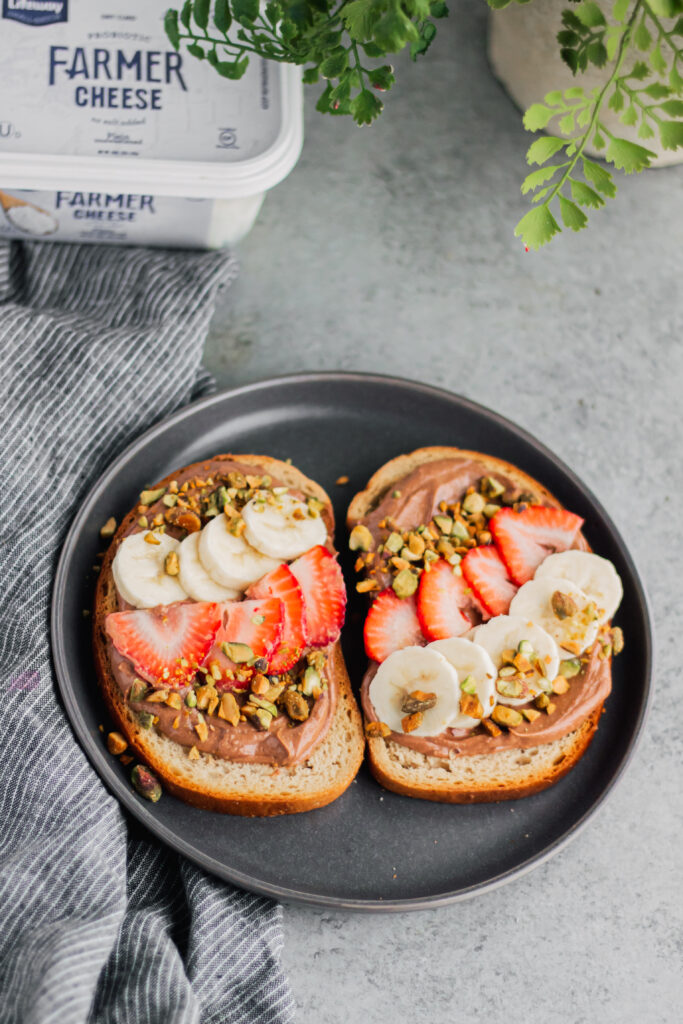 Chocolate Pistachio Toast with Farmer Cheese