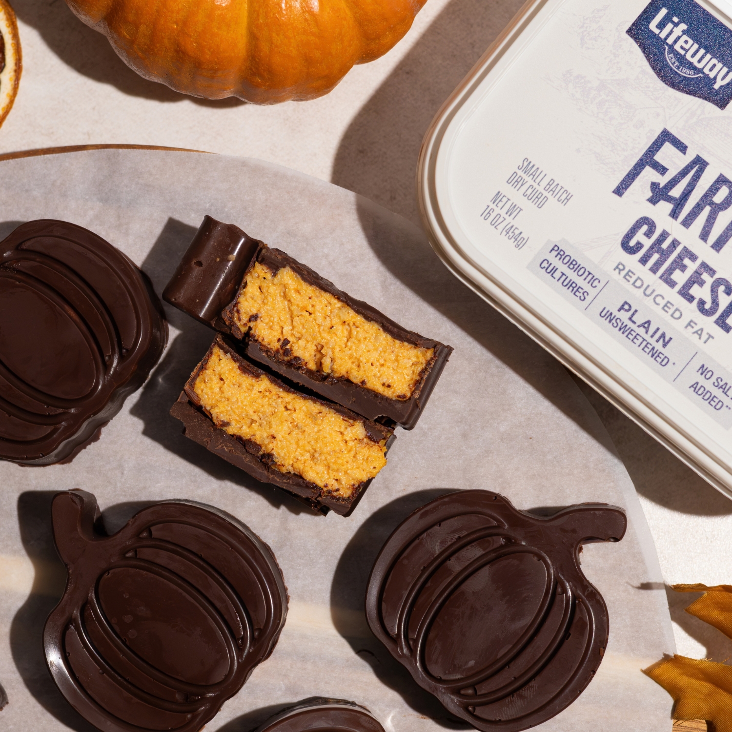 Chocolate Pumpkin Protein Cups Made with Lifeway Farmer Cheese