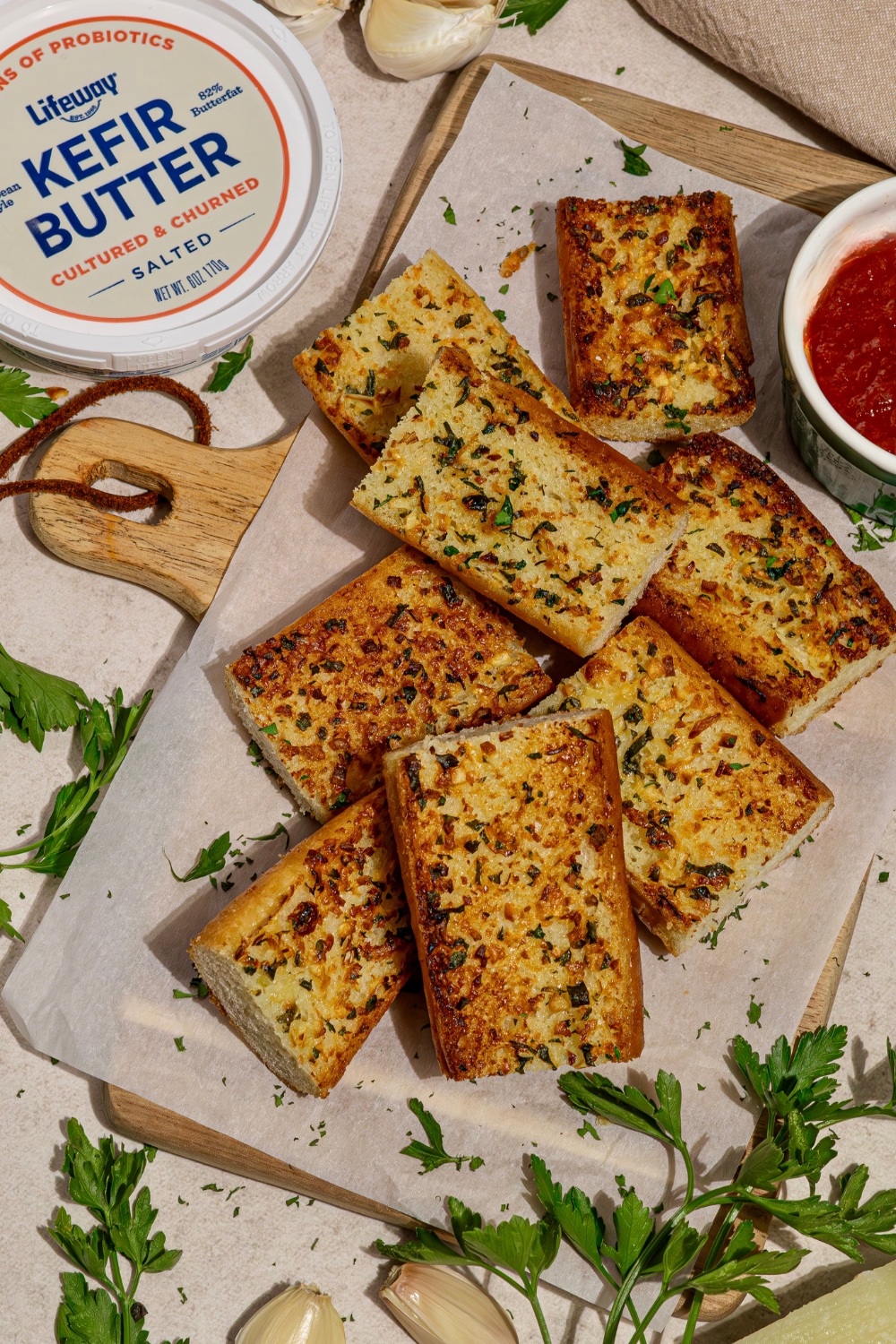 Classic Buttered Garlic Bread with Lifeway Kefir Butter