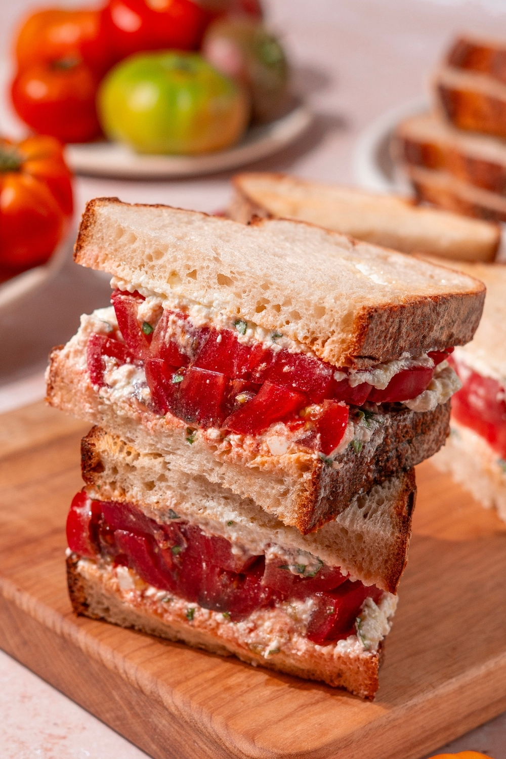 Classic Tomato Sandwich with Farmer Cheese Spread made with Lifeway Farmer Cheese