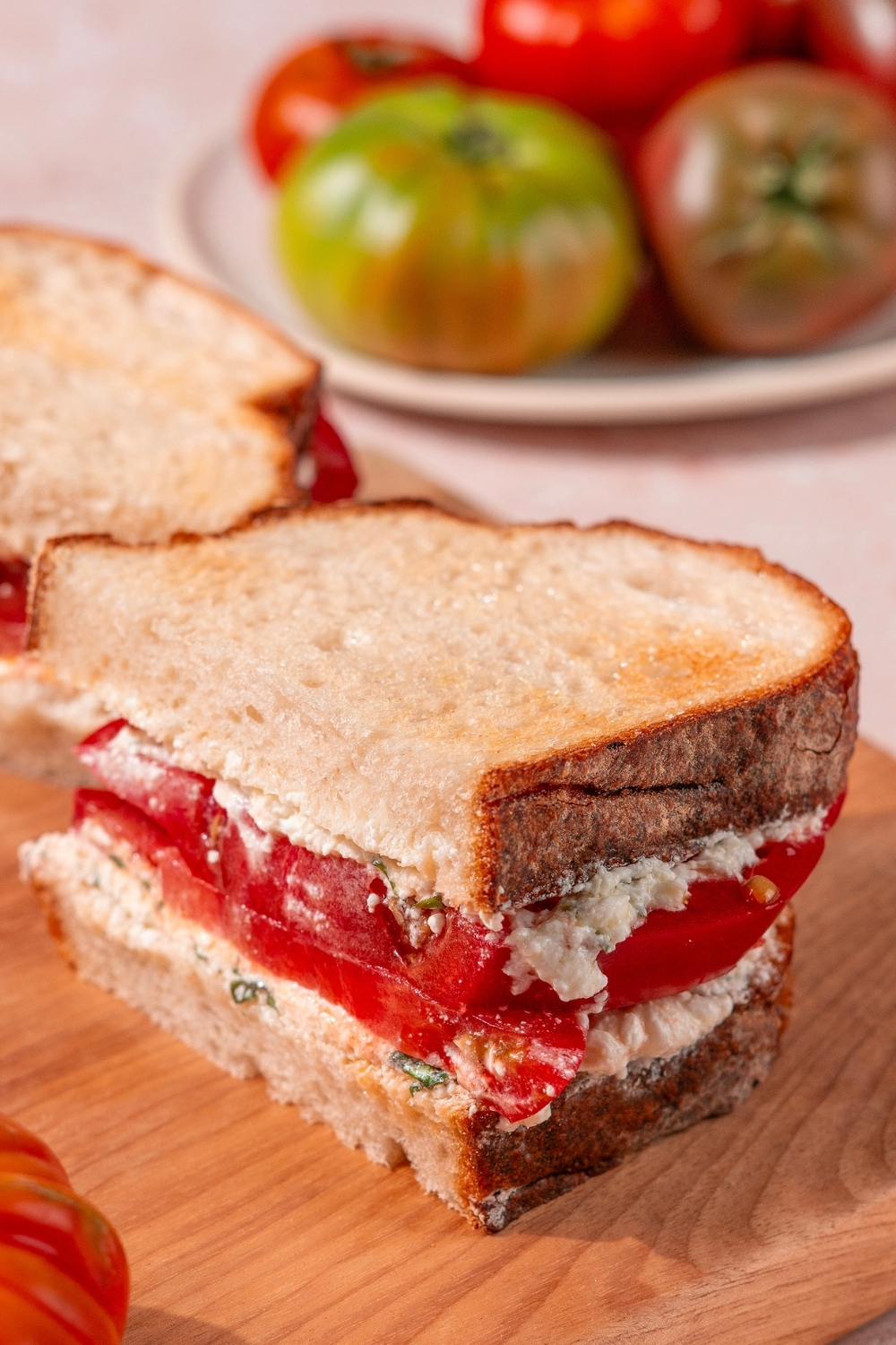 Classic Tomato Sandwich with Farmer Cheese Spread made with Lifeway Farmer Cheese